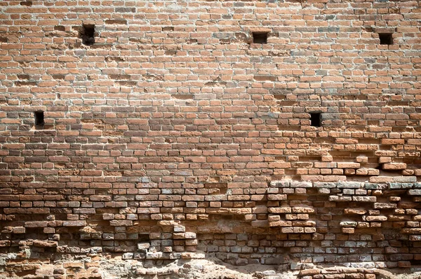 Tijolo Vermelho Parte Das Ruínas Paredes Arruinadas Edifícios Medievais Perto — Fotografia de Stock