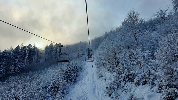 ski lift in the mountains