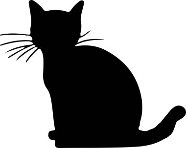 İzole edilmiş Güzel Kedi silüeti çizimi. Vektör illüstrasyonu