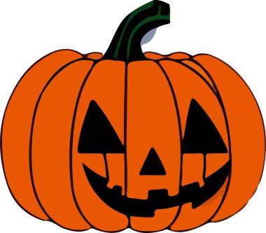 Beyaz arka planda izole edilmiş cadılar bayramı kabağı. Vektör illüstrasyonu