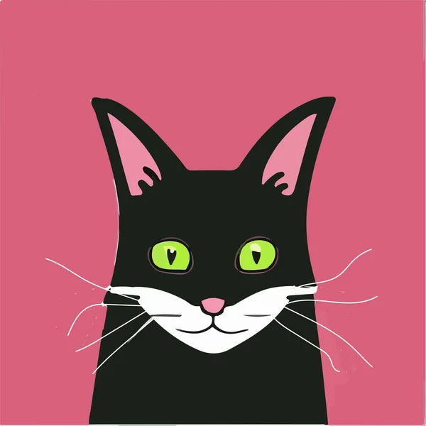 Retrato Aislado Hermoso Gato Ilustración Vectorial — Vector de stock