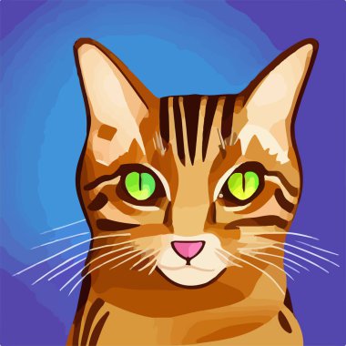 İzole Güzel Kedi portresi. Vektör illüstrasyonu