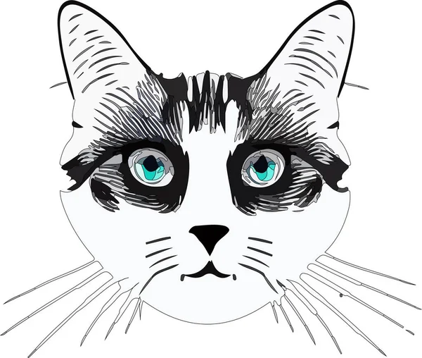 Isolated Beautiful Cat Portrait Vector Illustration — Stock Vector
