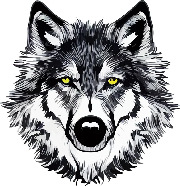 Isolated Wolf Face Vector Illustration Draw — Stock Vector