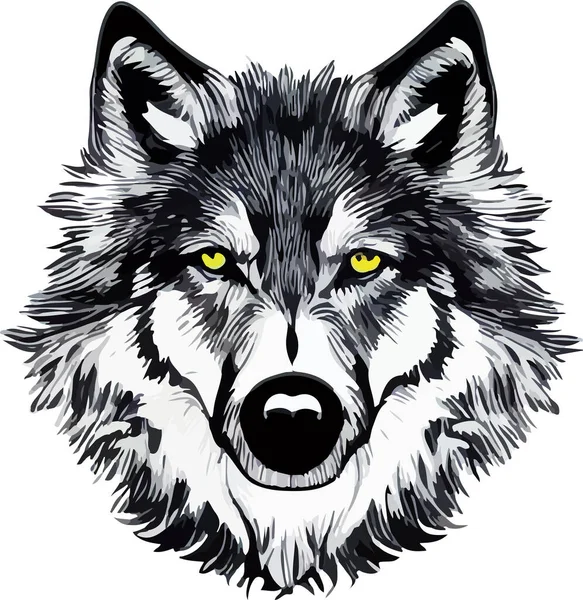 Geïsoleerde Wolf Gezicht Vector Illustratie Tekenen — Stockvector