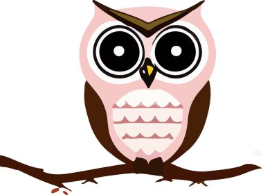 Beyaz arka planda güzel bir baykuş. Vektör illüstrasyonu