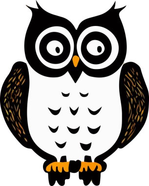 Beyaz arka planda güzel bir baykuş. Vektör illüstrasyonu