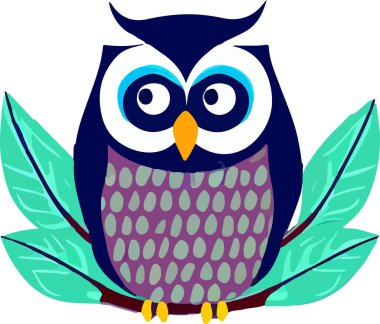 Beyaz arka planda güzel bir baykuş. Vektör illüstrasyonu