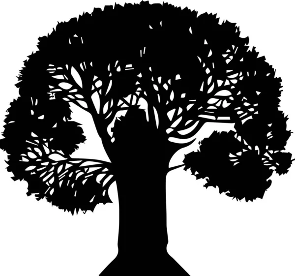 Sílhueta Árvore Isolada Sobre Fundo Branco Ilustração Vetorial — Vetor de Stock
