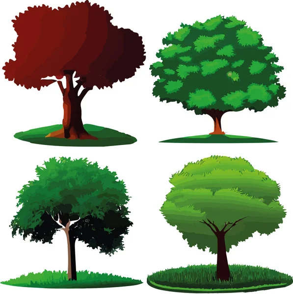 Coleção Ilustrações Árvores Ilustração Vetorial — Vetor de Stock