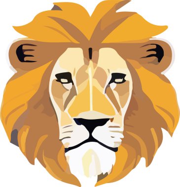 Beyaz arka planda aslan yüzü. Vektör illüstrasyonu