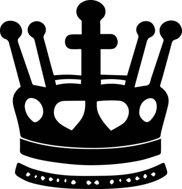 Beyaz arkaplanlı Crown siluet sembolü. Vektör illüstrasyonu