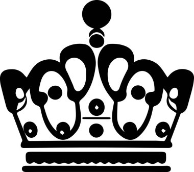 Beyaz arkaplanlı Crown siluet sembolü. Vektör illüstrasyonu