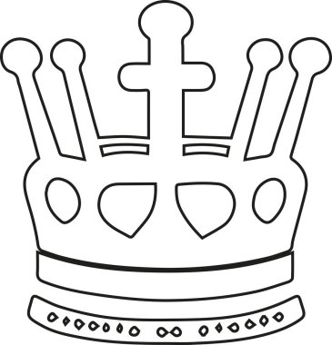 Beyaz arkaplanlı Crown siluet sembolü. Vektör illüstrasyonu