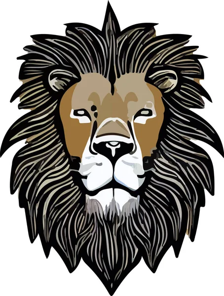 Face Lion Sur Fond Blanc Illustration Vectorielle — Image vectorielle