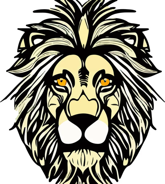 Lion Face White Background Vector Illustration — Stock Vector