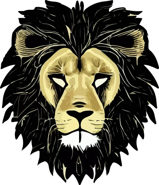 Face Lion Sur Fond Blanc Illustration Vectorielle — Image vectorielle