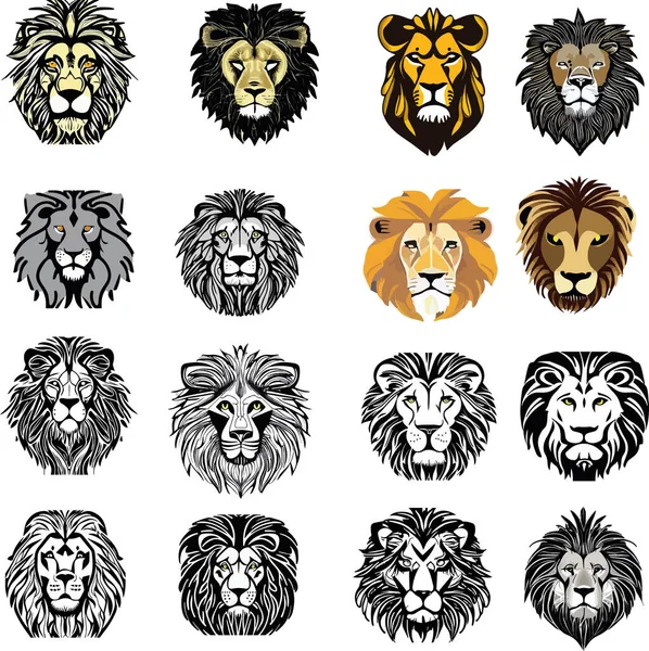 Lion Face White Background Vector Illustration — Stock Vector
