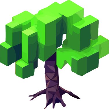 Kavramsal çokgen ağaç. Soyut vektör illüstrasyonu, düşük polimerli. Oyunlar. Vektör illüstrasyonu