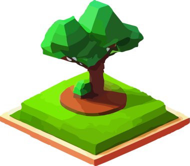 Kavramsal çokgen ağaç. Soyut vektör illüstrasyonu, düşük polimerli. Oyunlar. Vektör illüstrasyonu