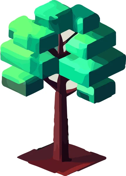 Árvore Poligonal Conceitual Vetor Abstrato Ilustração Estilo Poli Baixo Jogos — Vetor de Stock