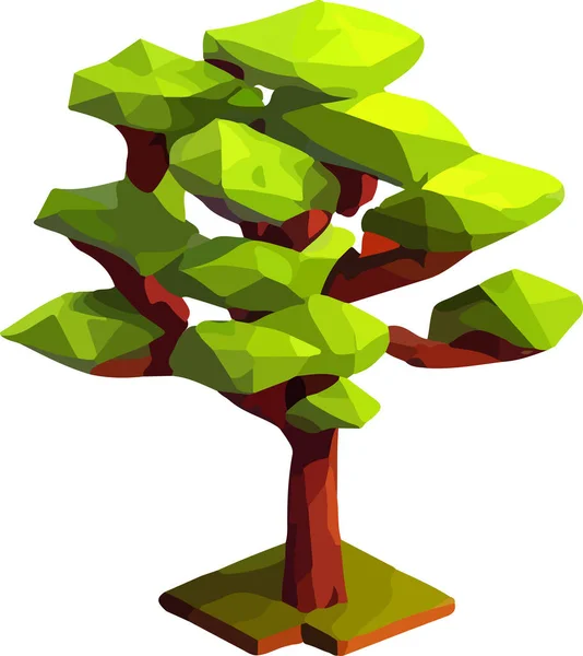 概念的な多角形の木 抽象ベクトルイラスト 低ポリスタイル ゲームだ ベクターイラスト — ストックベクタ