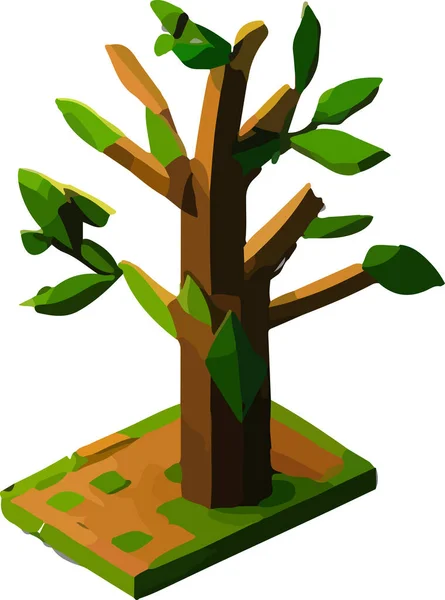 Árbol Poligonal Conceptual Vector Abstracto Ilustración Estilo Poli Bajo Juegos — Vector de stock