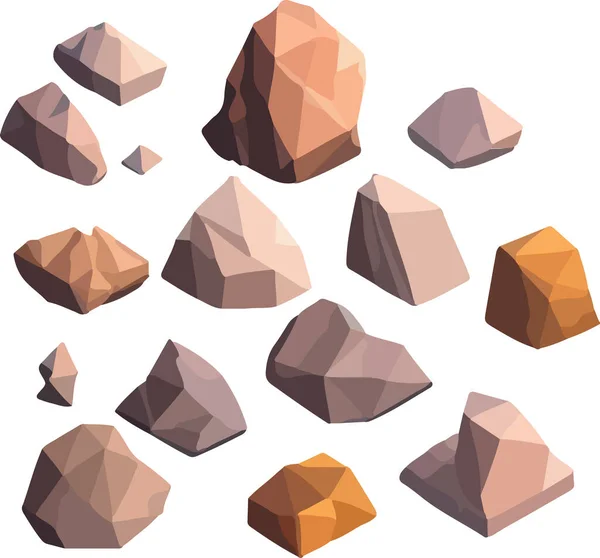 Πολυγωνικό Σύνολο Πέτρας Λευκό Φόντο Διανυσματική Απεικόνιση Ισομετρική Άποψη Εικονογράφηση — Διανυσματικό Αρχείο