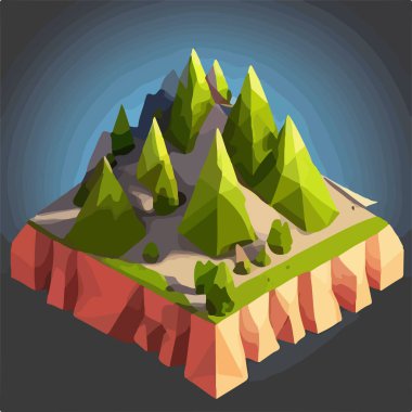 Düşük polyester dağlar manzara vektörü. Vektör illüstrasyonu