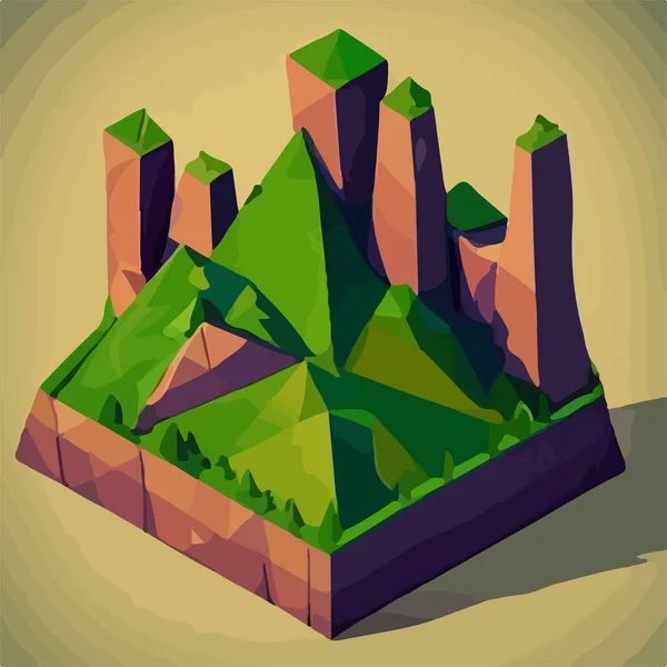 Low Poly Mountains Landscape Vector Vector Illustration — Stock Vector