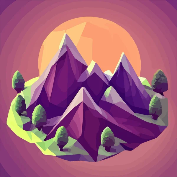 Low Poly Mountains Landscape Vector Vector Illustration — Stock Vector