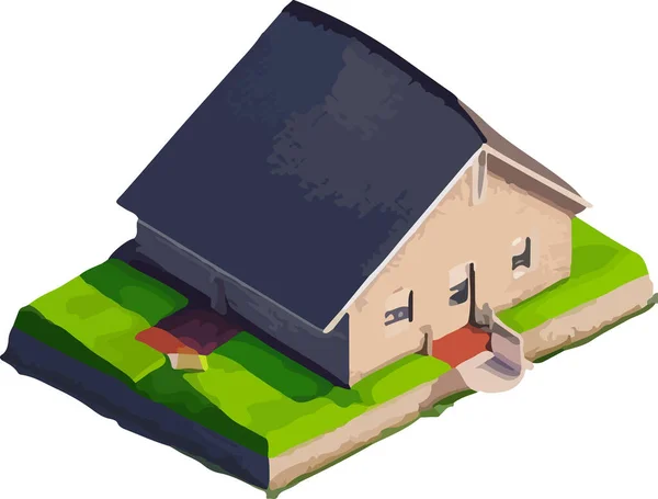 Isometric Image Private House Low Poly Style Vector Illustration — Stock Vector