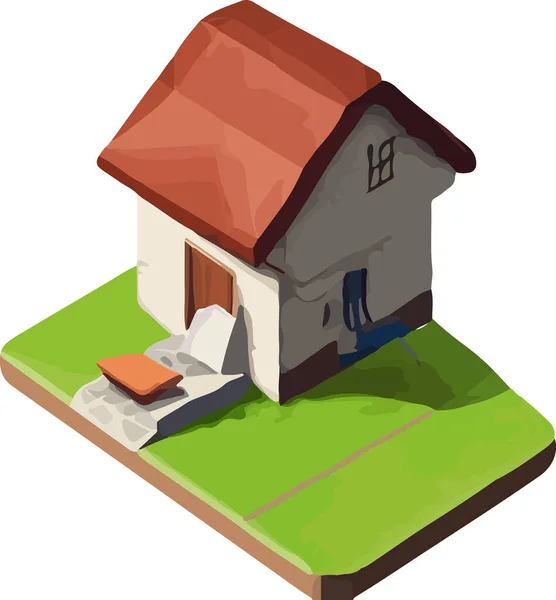 Isometric Image Private House Low Poly Style Vector Illustration — Stock Vector