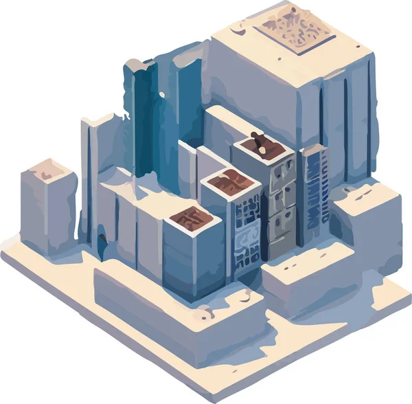 Vektor Isometrische Low Poly Stadt Vektorillustration — Stockvektor