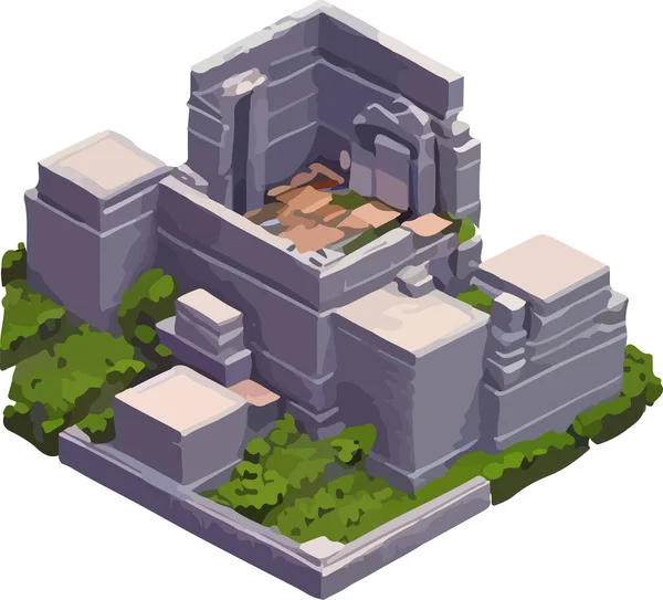Vector Isometric Low Poly City Vector Illustration — Stock Vector