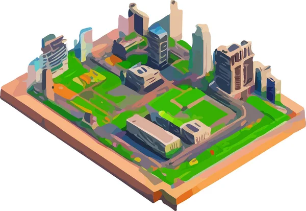 Vektor Isometrische Low Poly Stadt Vektorillustration — Stockvektor