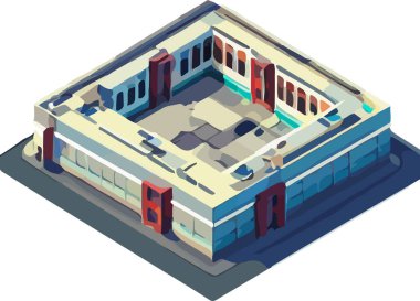 Düşük polimerli yapıyı temsil eden vektör izometrik simge veya infografik öge. Vektör illüstrasyonu