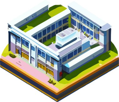 Düşük polimerli yapıyı temsil eden vektör izometrik simge veya infografik öge. Vektör illüstrasyonu
