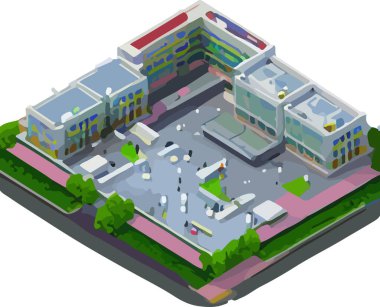 Düşük polimerli yapıyı temsil eden vektör izometrik simge veya infografik öge. Vektör illüstrasyonu