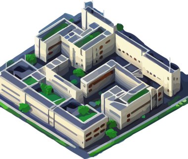 Düşük polimerli yapıyı temsil eden vektör izometrik simge veya infografik öge. Vektör illüstrasyonu