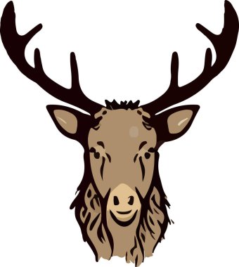 Geyik başı, izole edilmiş orman hayvanı. Vektör illüstrasyonu