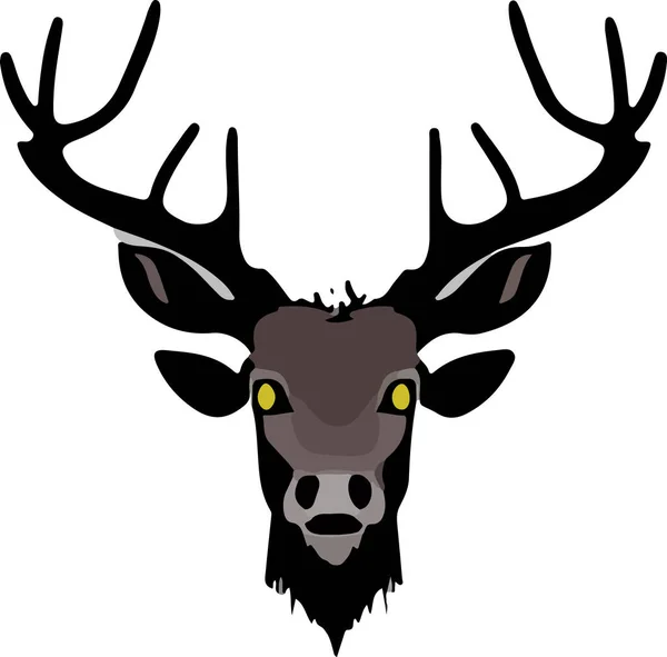 Chefe Elk Animal Floresta Isolado Ilustração Vetorial — Vetor de Stock