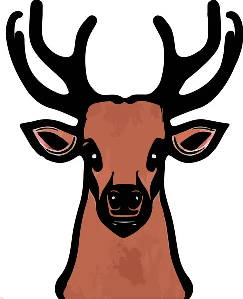 Head Elk Forest Animal Isolated Vector Illustration — Stock Vector