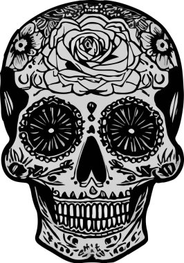 Kafatası şekeri Meksika Catrina vektör logosu. Vektör illüstrasyonu