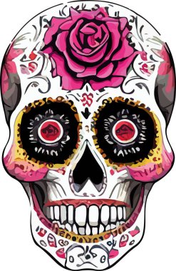 Kafatası şekeri Meksika Catrina vektör logosu. Vektör illüstrasyonu