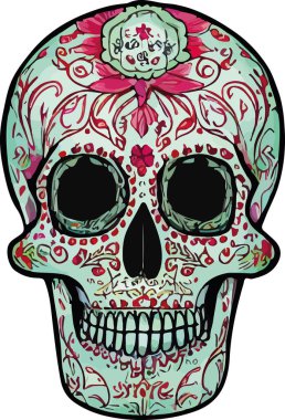 Kafatası şekeri Meksika Catrina vektör logosu. Vektör illüstrasyonu