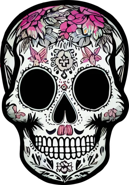 Kafatası şekeri Meksika Catrina vektör logosu. Vektör illüstrasyonu