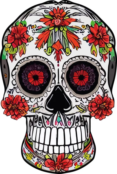 Zuckerschädel Mexikanisches Catrina Vektor Logo Vektorillustration — Stockvektor