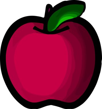 Düz simge kırmızı elma beyaz arkaplanda izole edildi. Meyve ikonu. Vektör illüstrasyonu