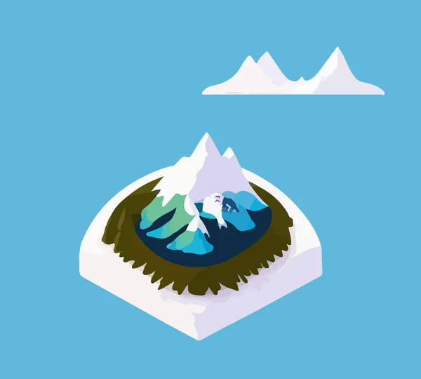 Isometric Beautiful Mountain Landscape Vector Vector Illustration — Stock Vector